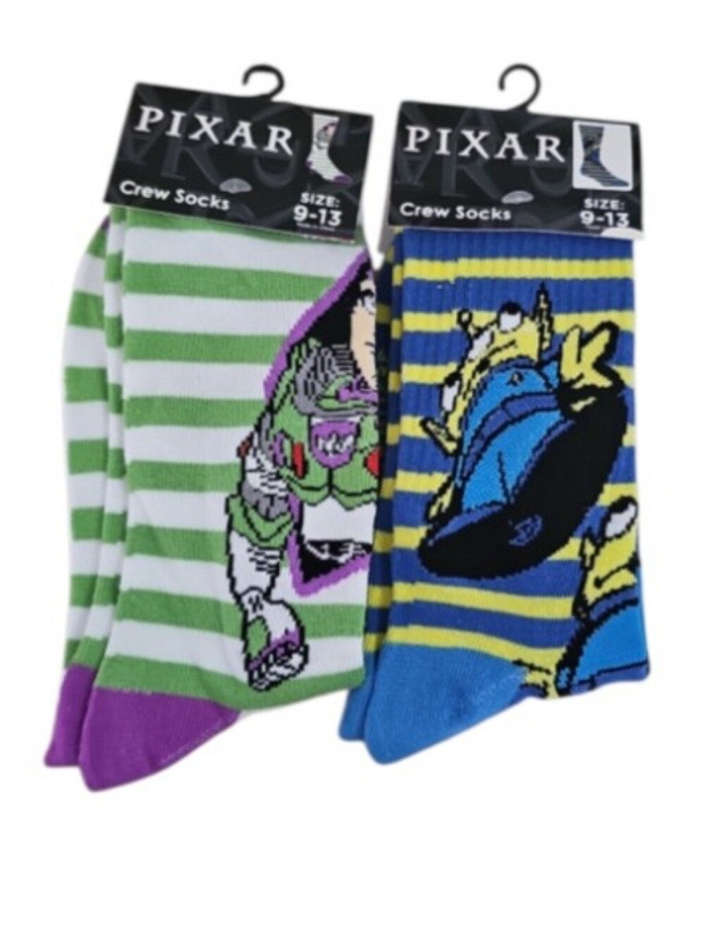 Disney Pixar Toy Story Crew Socks 2 Pair Buzz Alien Pizza Planet 9-13 NWT